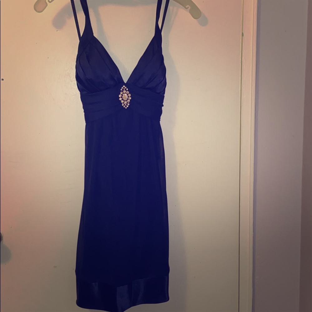 Short silky blue dress